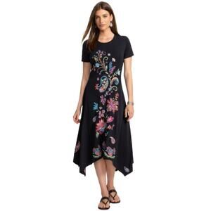 Johnny Was | Dresses | Johnny Was Uptown High Slit Knit Dress Size Small  Floral Bamboo Spandex Boho | Poshmark